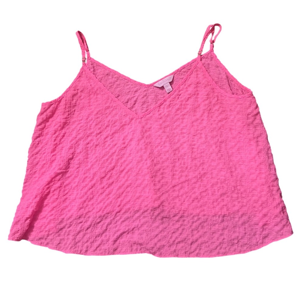 Lilly Pulitzer Neon Pink Seersucker Camisole Sleeveless Tank Crop Top Large